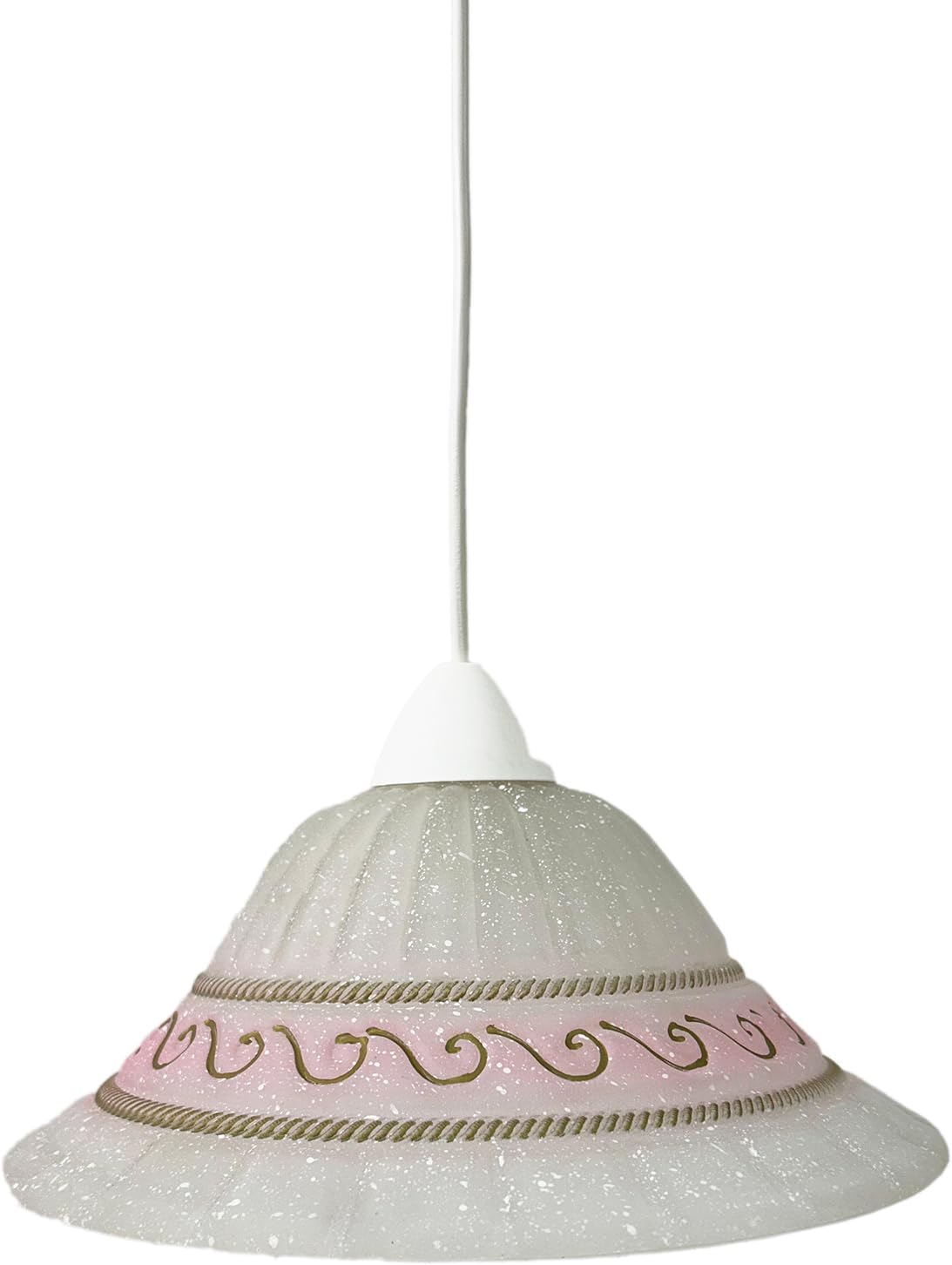 Lampadario a Sospensione Classico in Vetro Rosa, 1 Luce