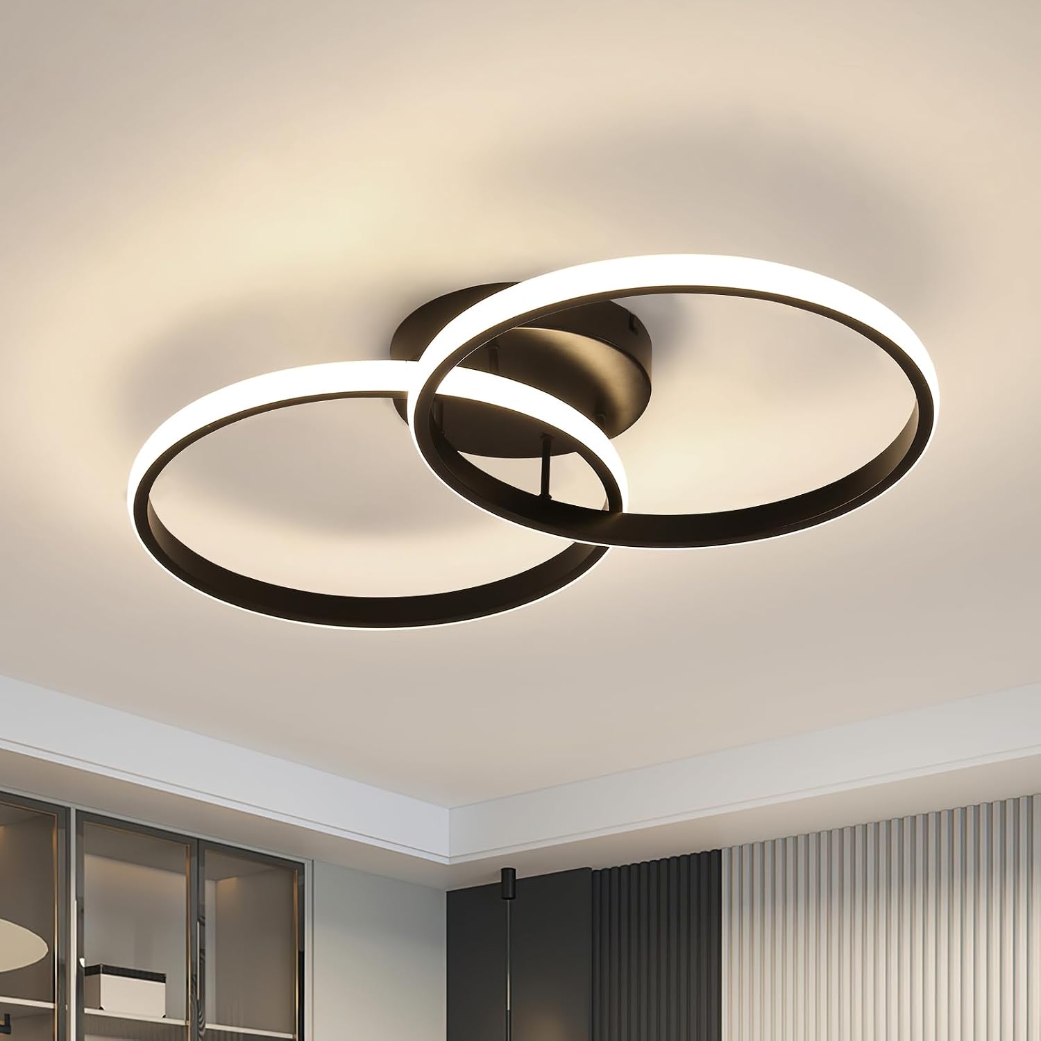 Plafoniera LED Toolight 42W, 4725LM, Rotonda Nera 54cm