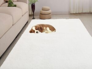 Tappeto morbido 130x300 cm bianco peloso moderno