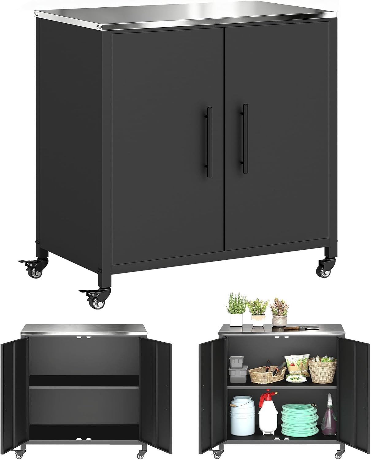 Outsunny Armadio giardino con tavolo inox 80x50x90 cm