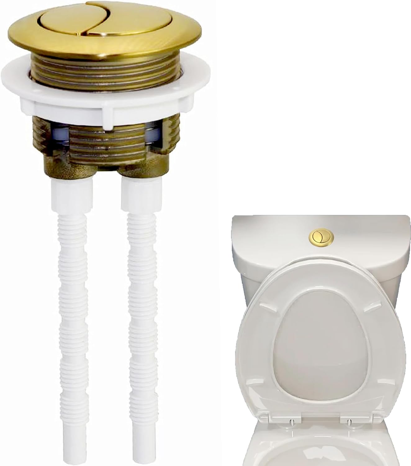 Pulsante WC ottone spazzolato doppio scarico 38 mm - Xiciki