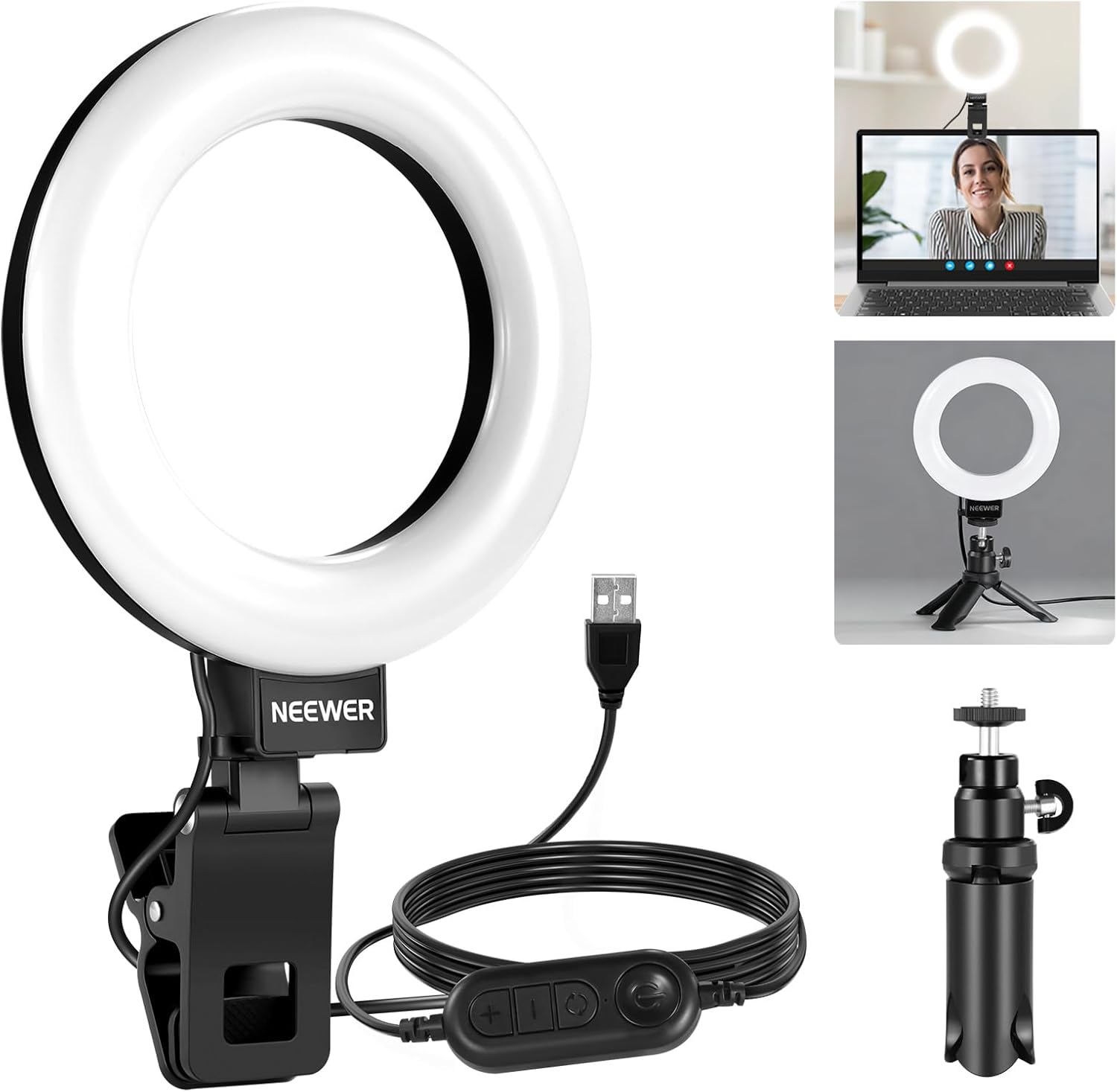 NEEWER Ring Light 5" con Treppiede e Clip, 10W