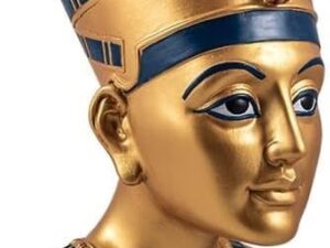 Busto Nefertiti in resina dorata dipinto a mano