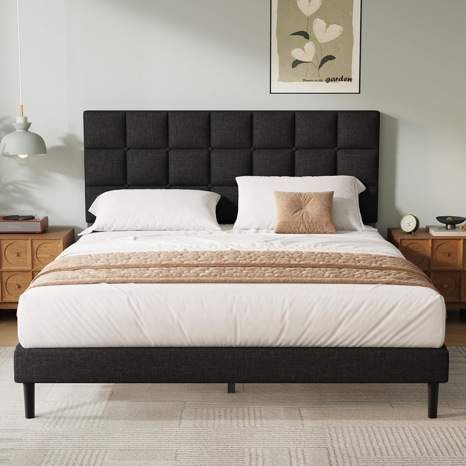 Yocreat letto king size nero 150x200, facile da montare