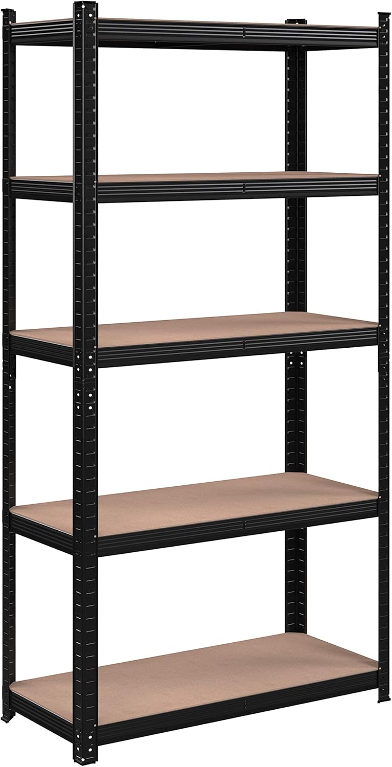 SONGMICS Scaffale 5 Ripiani 875 kg, Acciaio, Nero
