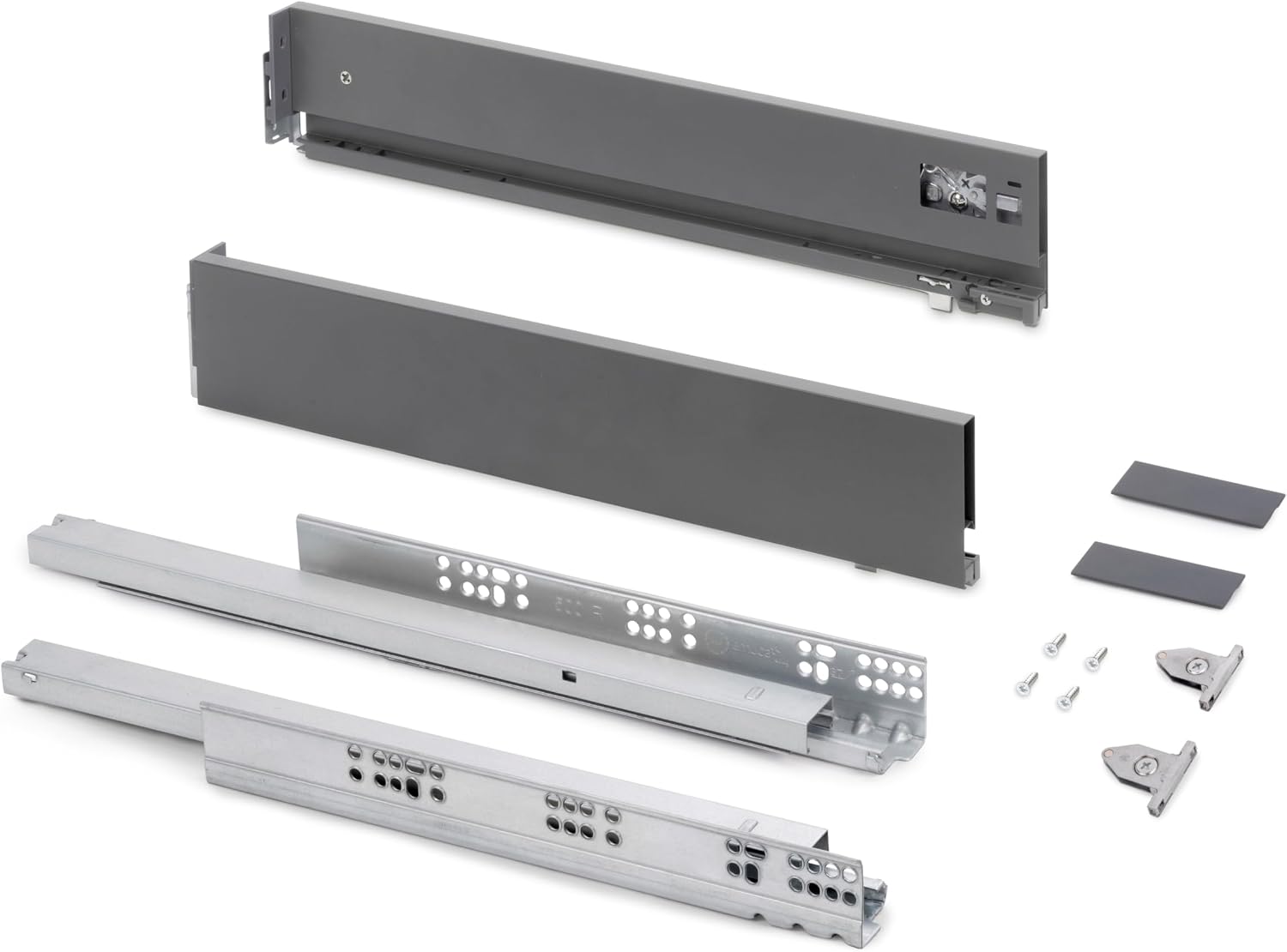 Emuca Vertex - Cassetto esterno 40kg, guida 3D, grigio antracite