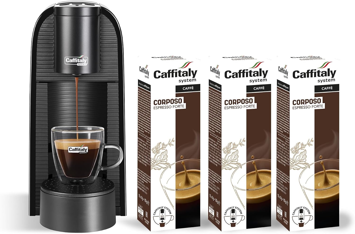 Caffitaly Volta Nera: Macchina Capsule + 30 Caffè Corposo