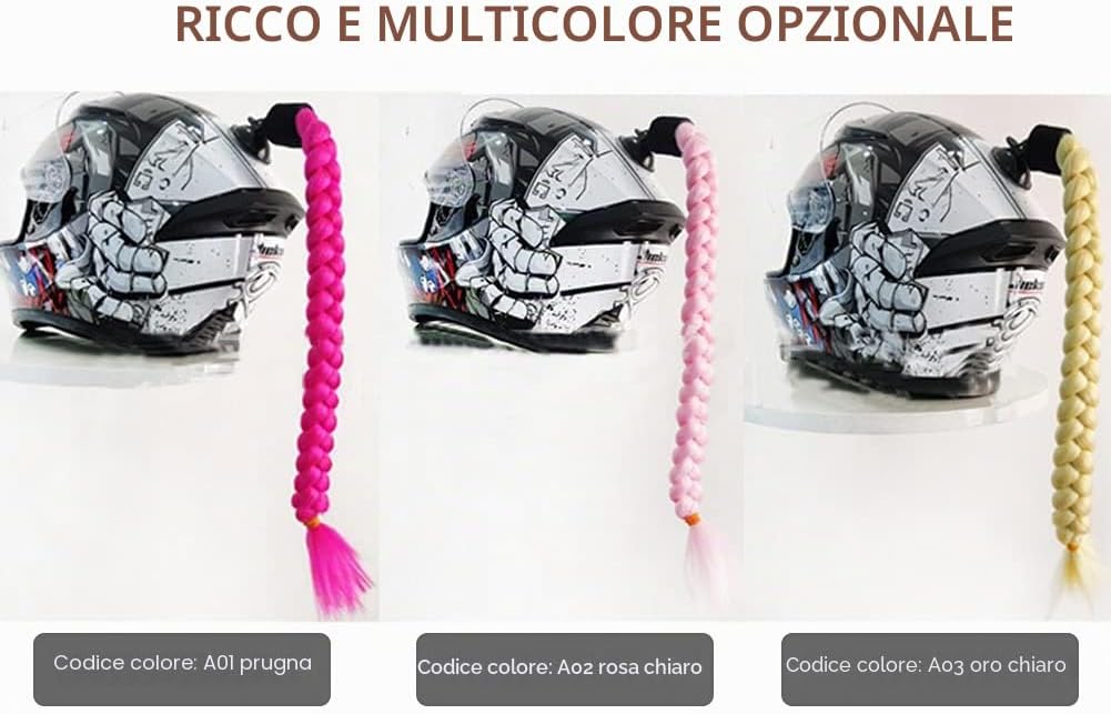 Trecce per casco motociclistico a coda di cavallo con ventosa
