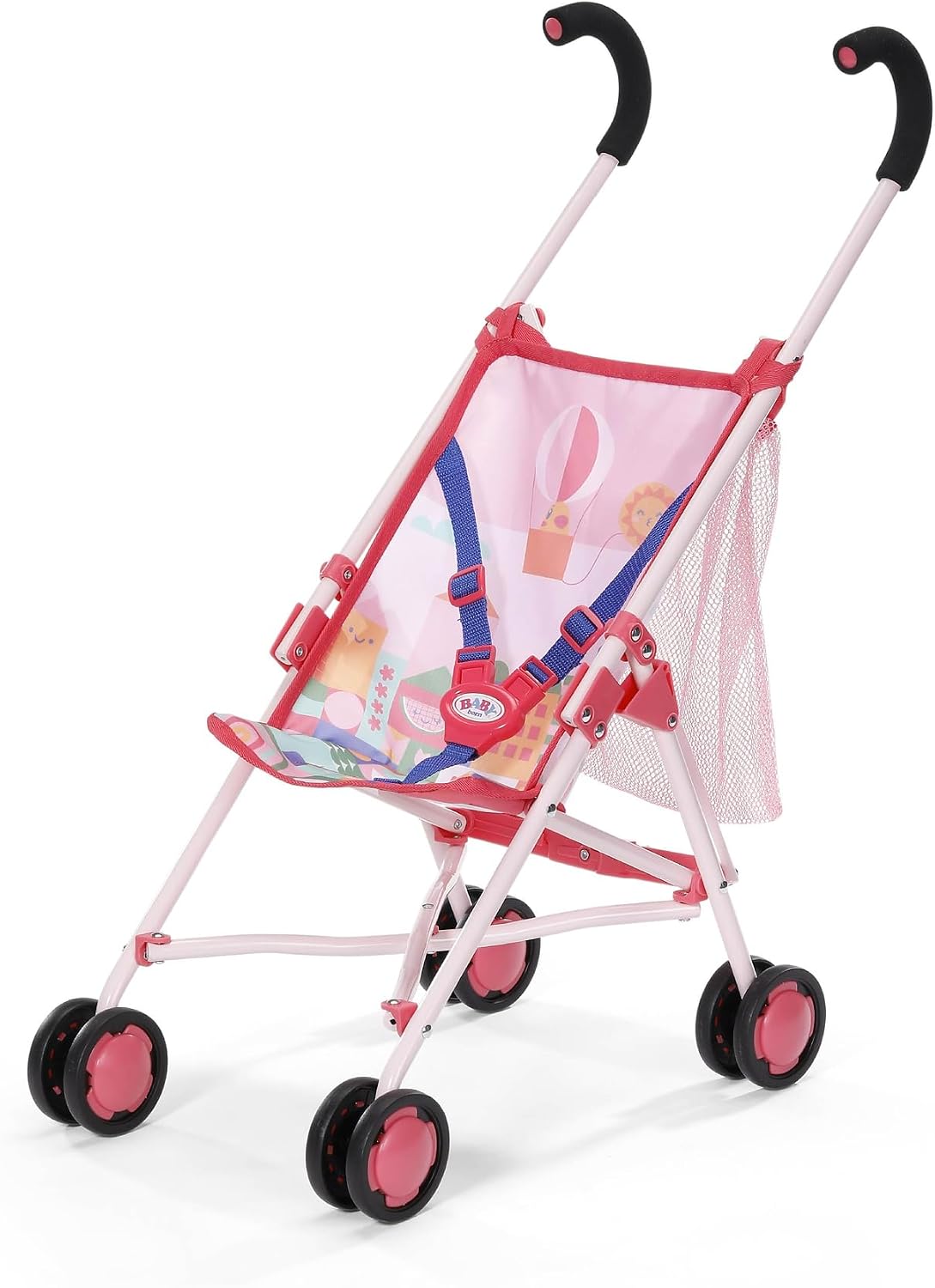 Passeggino BABY born rosa con borsa, cinture e pieghevole