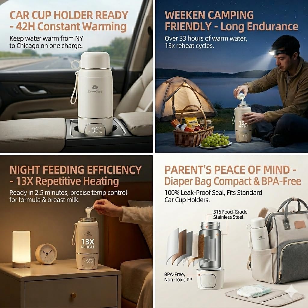 Scaldabiberon portatile USB CrystCare da viaggio
