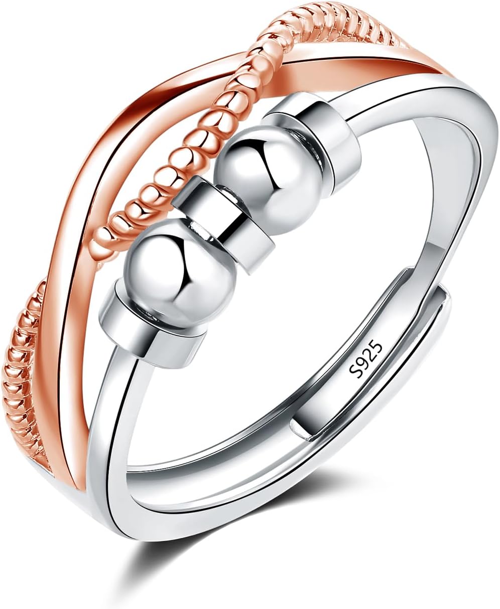 Anello antistress argento 925 con zirconie - Deyanse