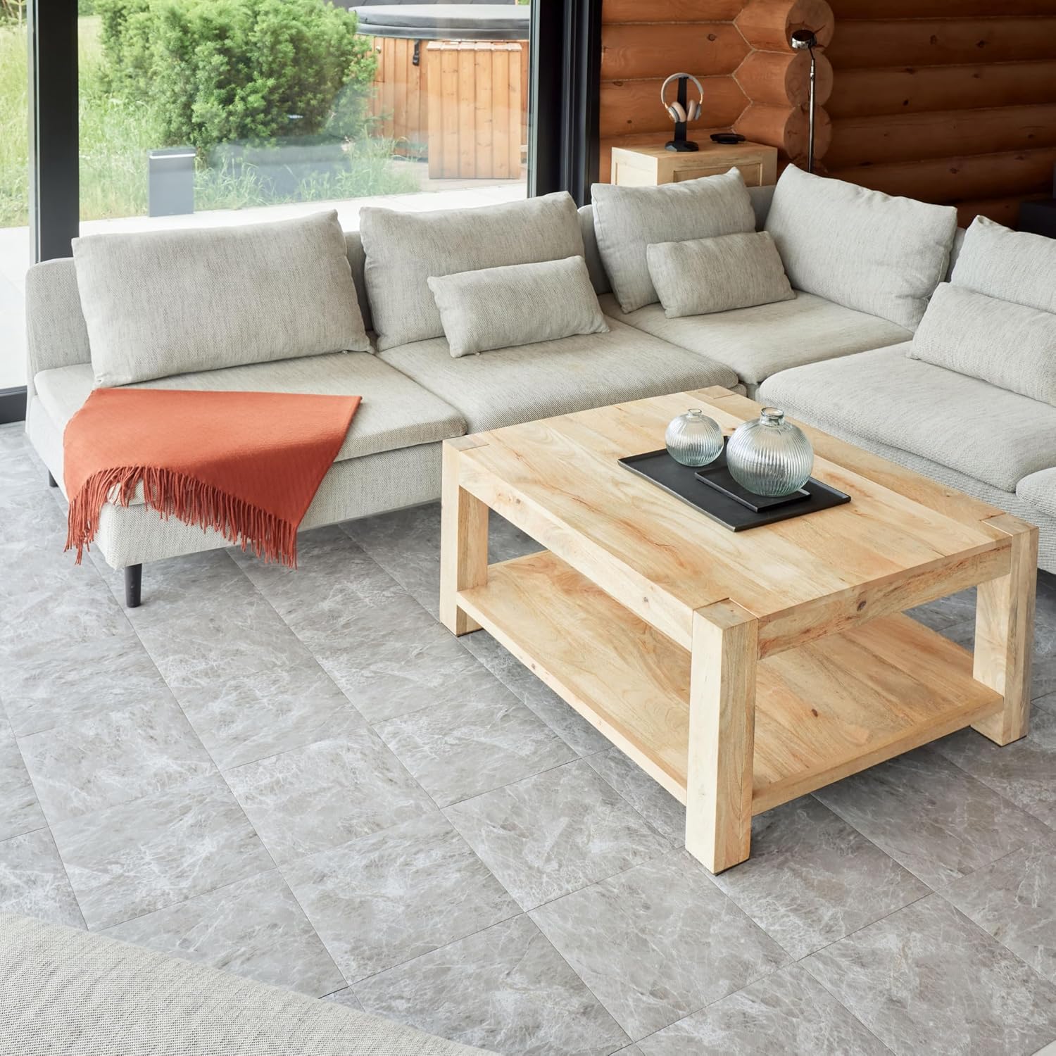 Pavimento PVC Adesivo Effetto Marmo Grigio - 10 Piastrelle