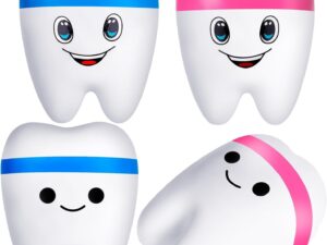 4 Palline Antistress a Forma di Dente | Regalo Divertente