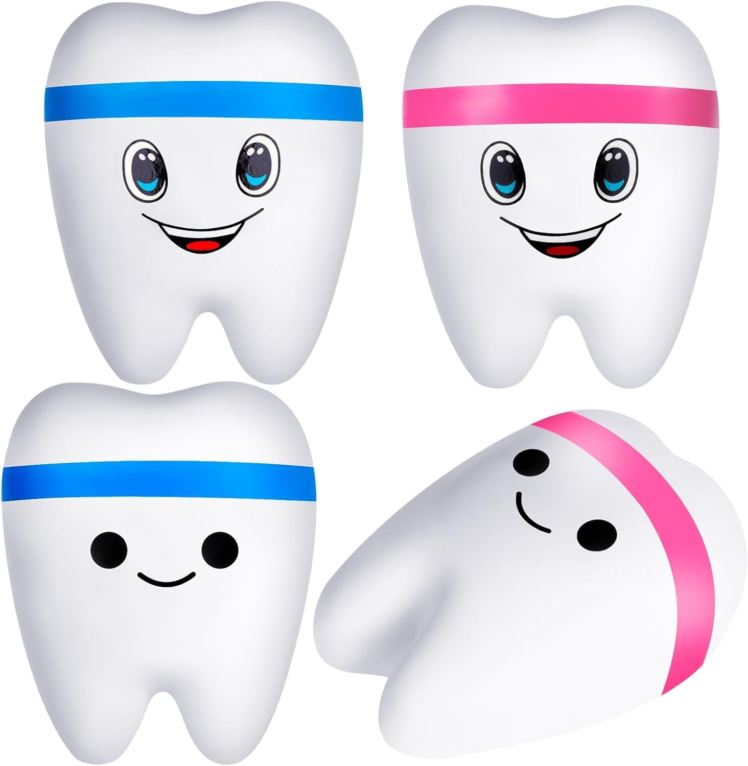 4 Palline Antistress a Forma di Dente | Regalo Divertente