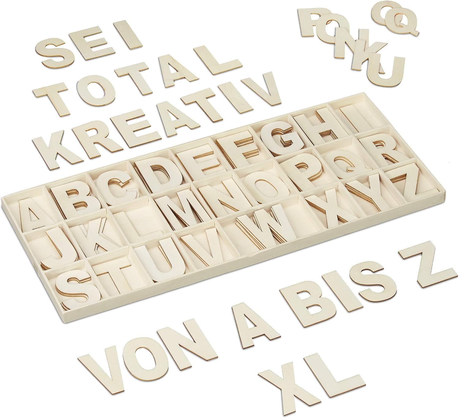 Set lettere in legno A-Z e simboli, 104 pezzi
