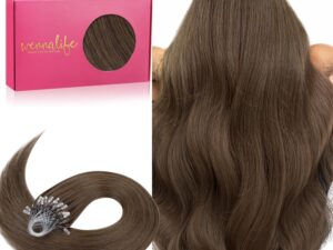 Extension capelli umani Remy Microring, Marrone Cenere 50g 50 ciocche 35cm