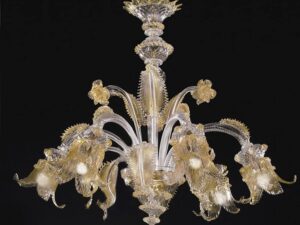 Cheope: lampadario in vetro di Murano 5 luci oro