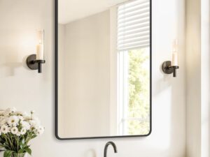 SONGMICS Specchio Bagno 91x61 cm, Nero Inchiostro, Alluminio