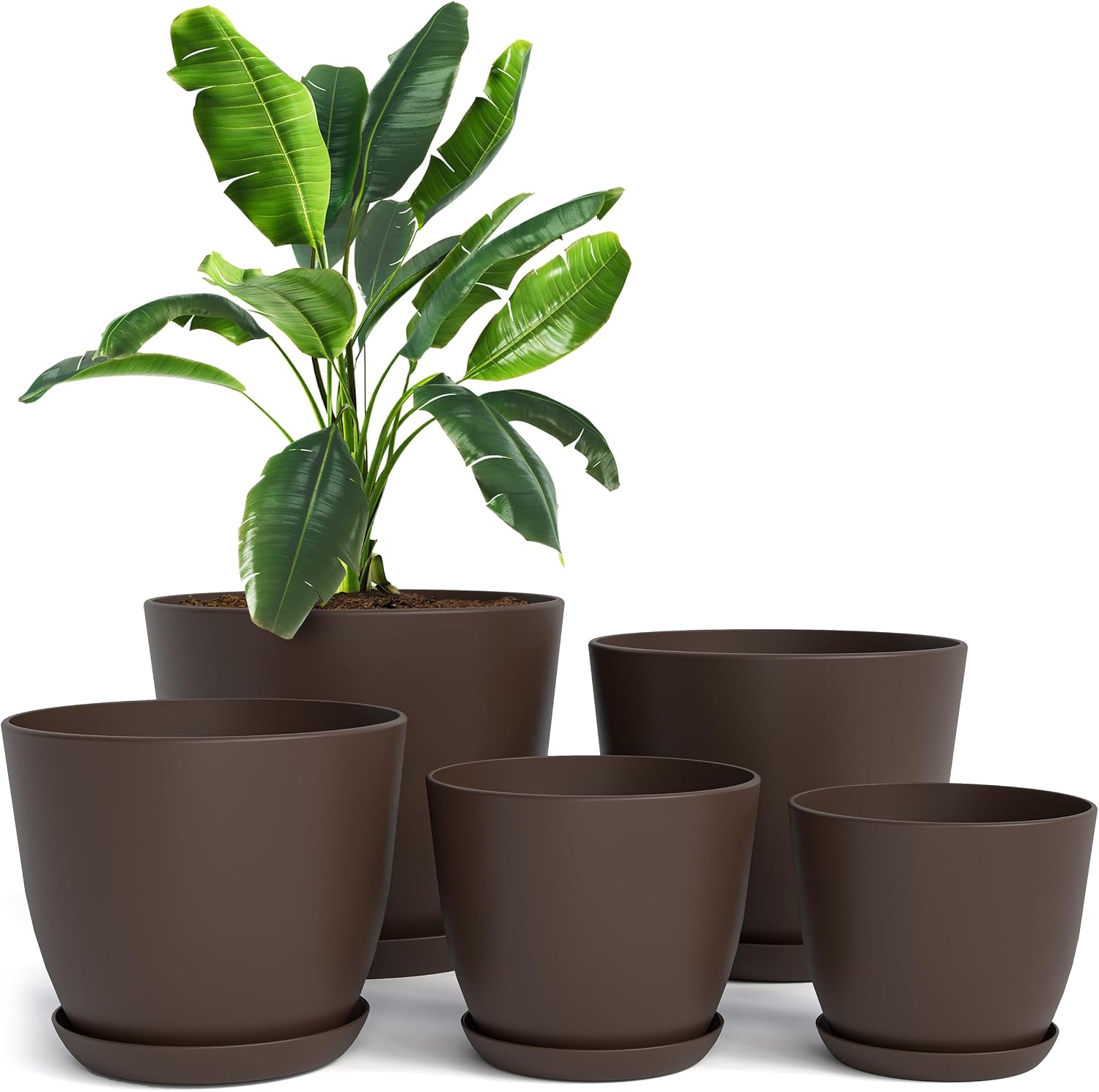 Set 5 vasi Utopia Home per piante (18-12 cm) con sottovasi