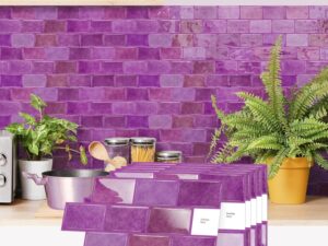 Piastrelle adesive effetto marmo viola - 10 fogli autoadesivi