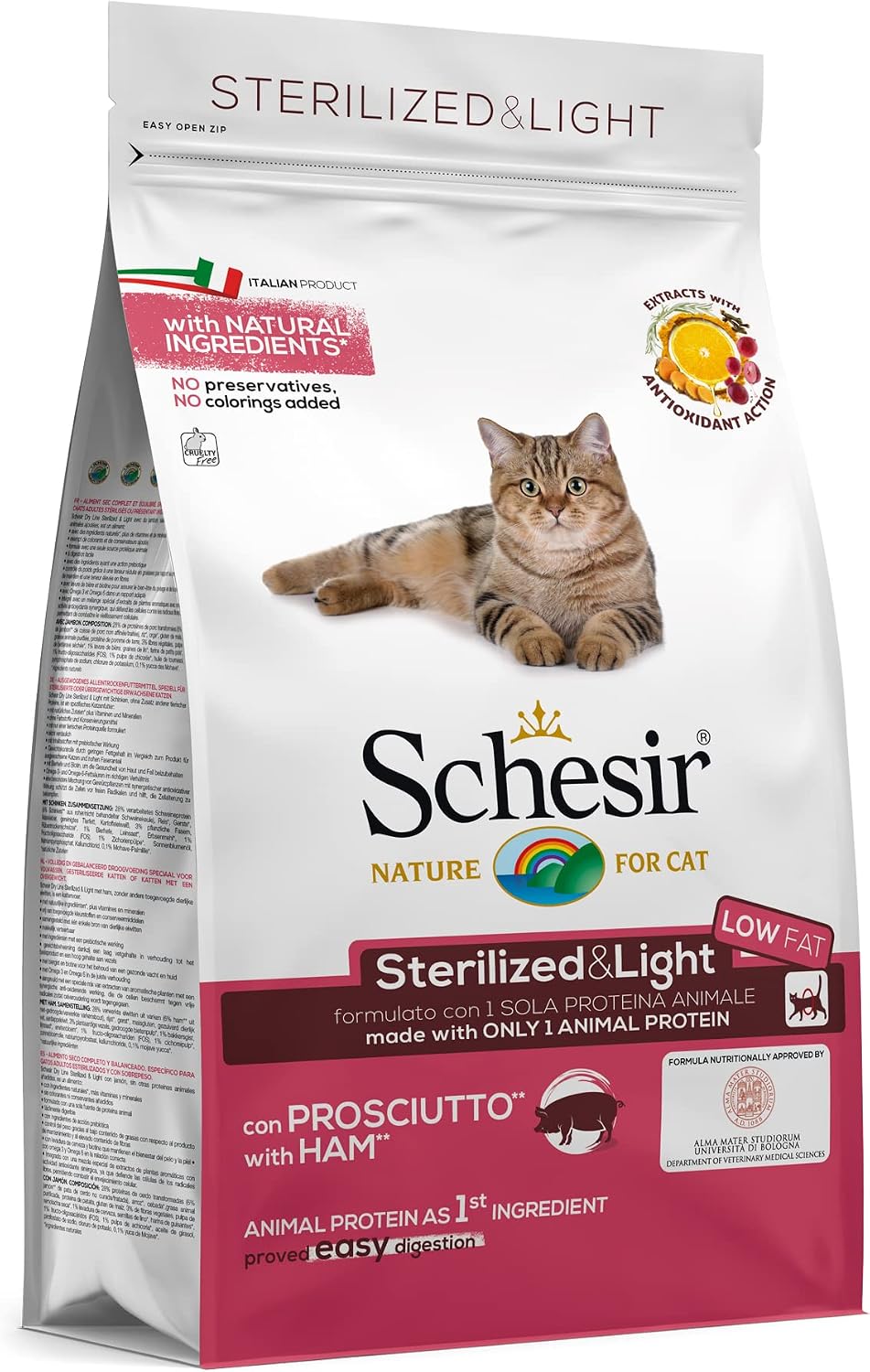 Schesir Sterilized & Light Prosciutto, Cibo Secco Gatti 1,5 kg (x2)