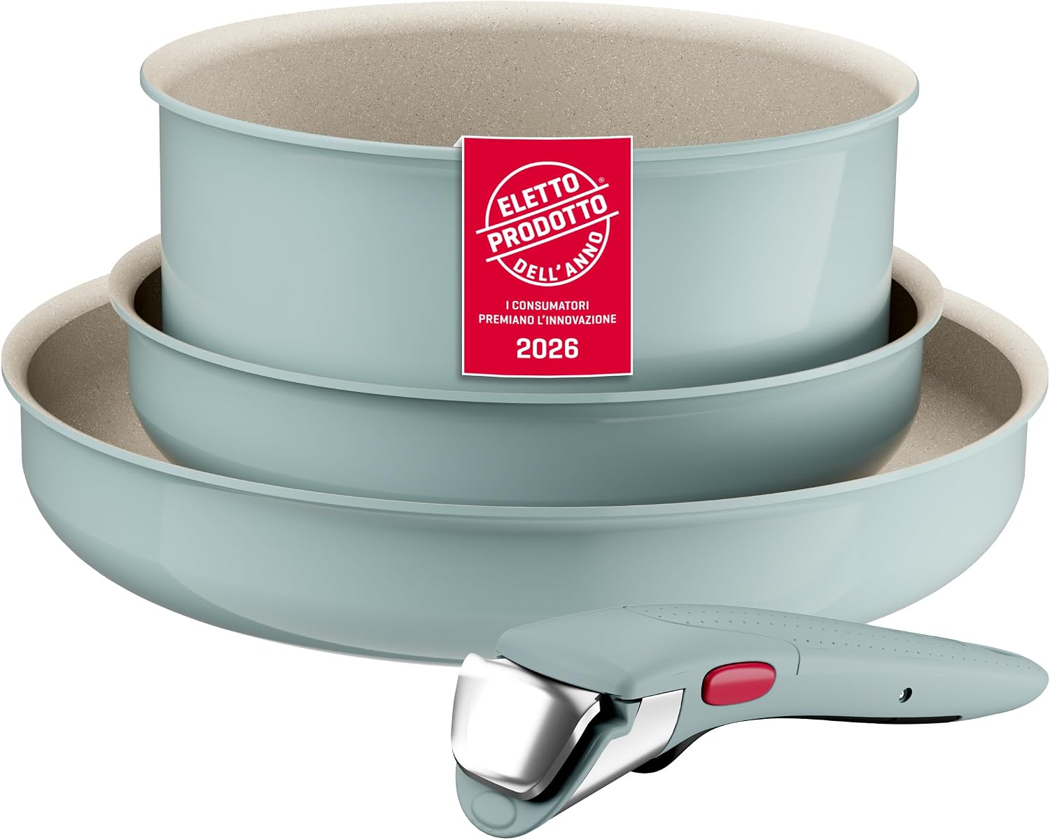 Lagostina Ingenio Pastel - Set 4 padelle manico rimovibile