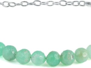 Bracciale in crisoprasio 8MM elastico con ciondolo 925 argento