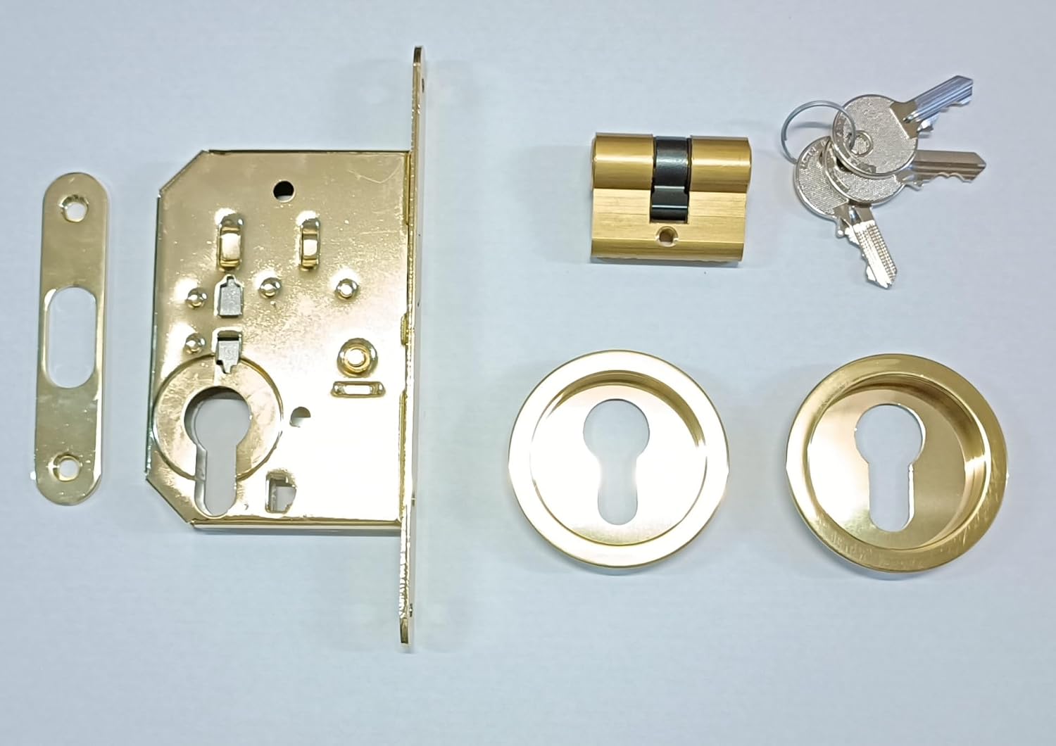 Kit Yale porte scorrevoli - Cilindro 4 cm oro lucido