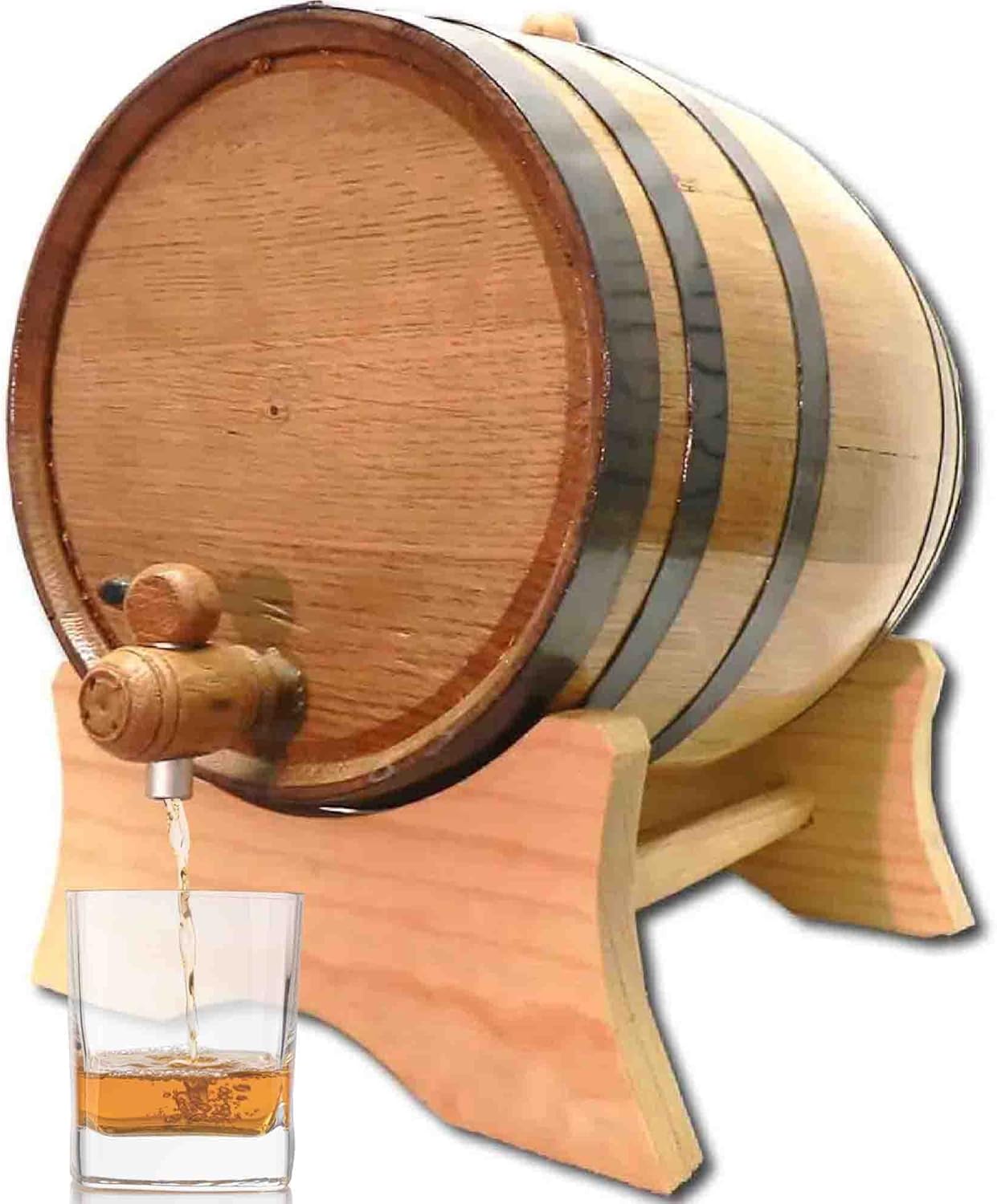 Botte da 10L rovere con supporto e beccuccio - Per invecchiamento whisky