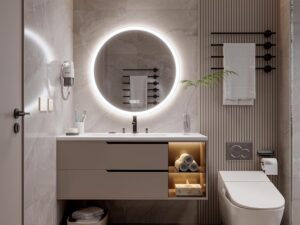Specchio LED 70 cm con luce anti-appannamento e 3 colori