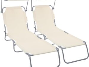 VOUNOT® Lettini Prendisole Pieghevoli con Parasole Beige
