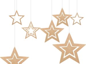 Ghirlanda Stelle Dorate Glitterate - 21 Stelle da Appendere