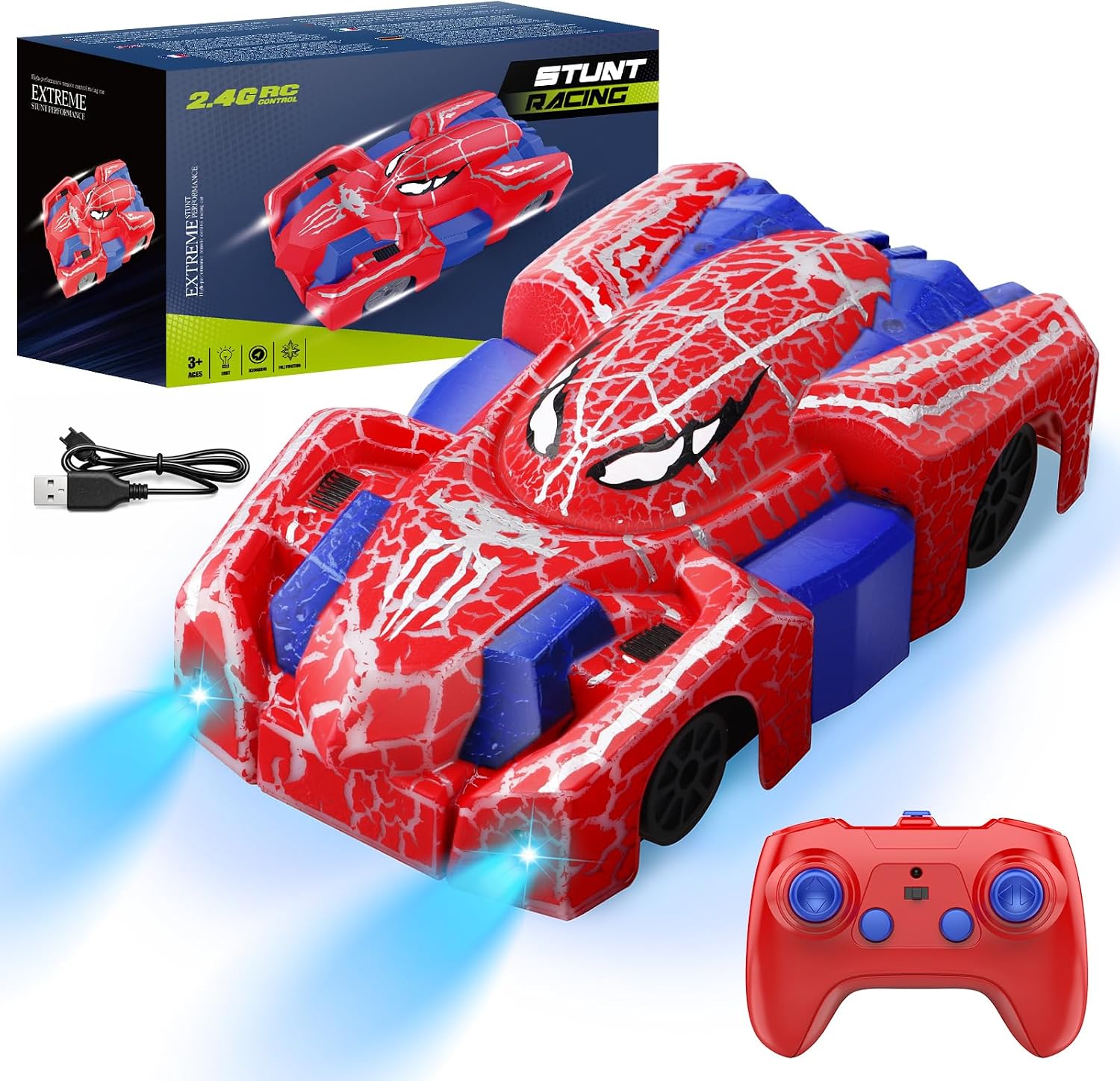 Auto Climbing Spider RC con Fari LED, Regalo Bambini