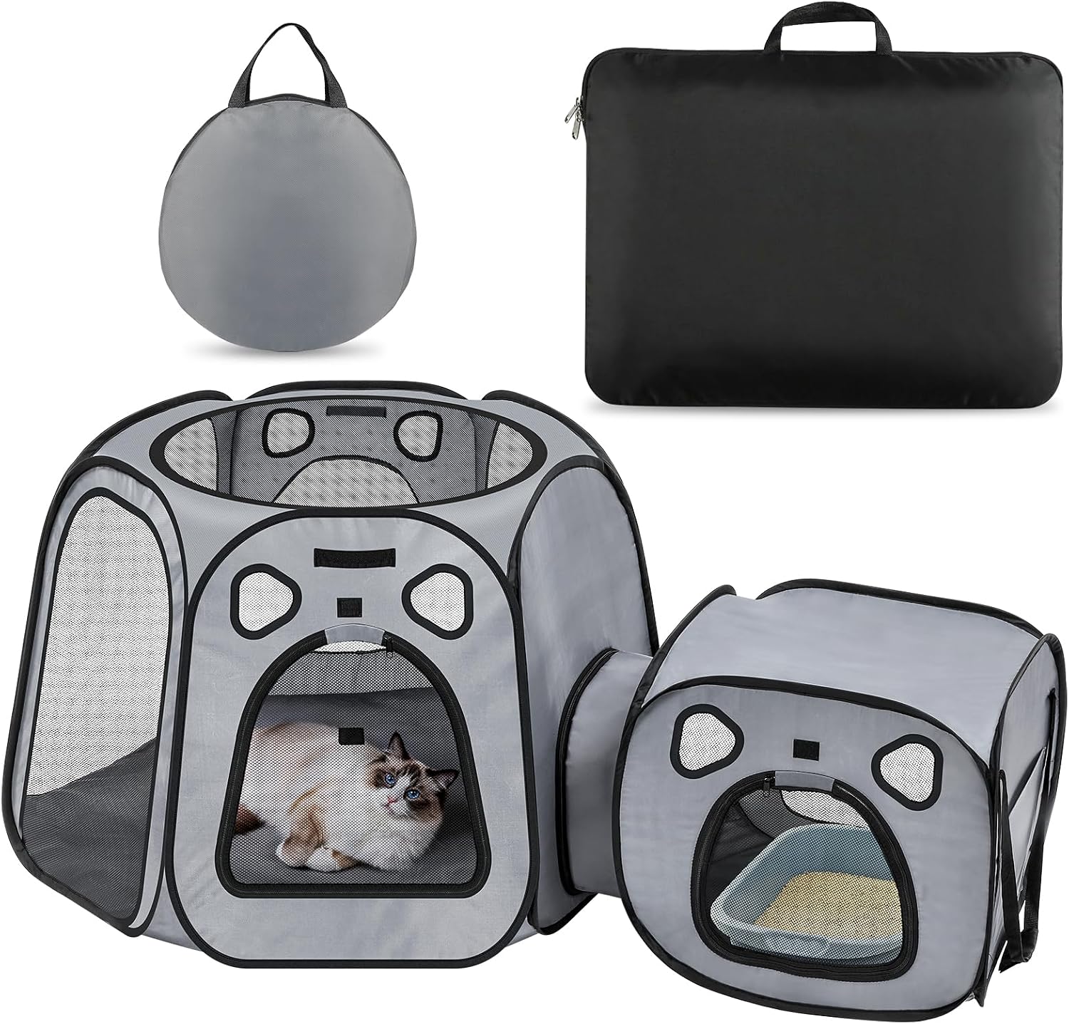 Box portatile per gatti Snuvid, 2 zone e pieghevole