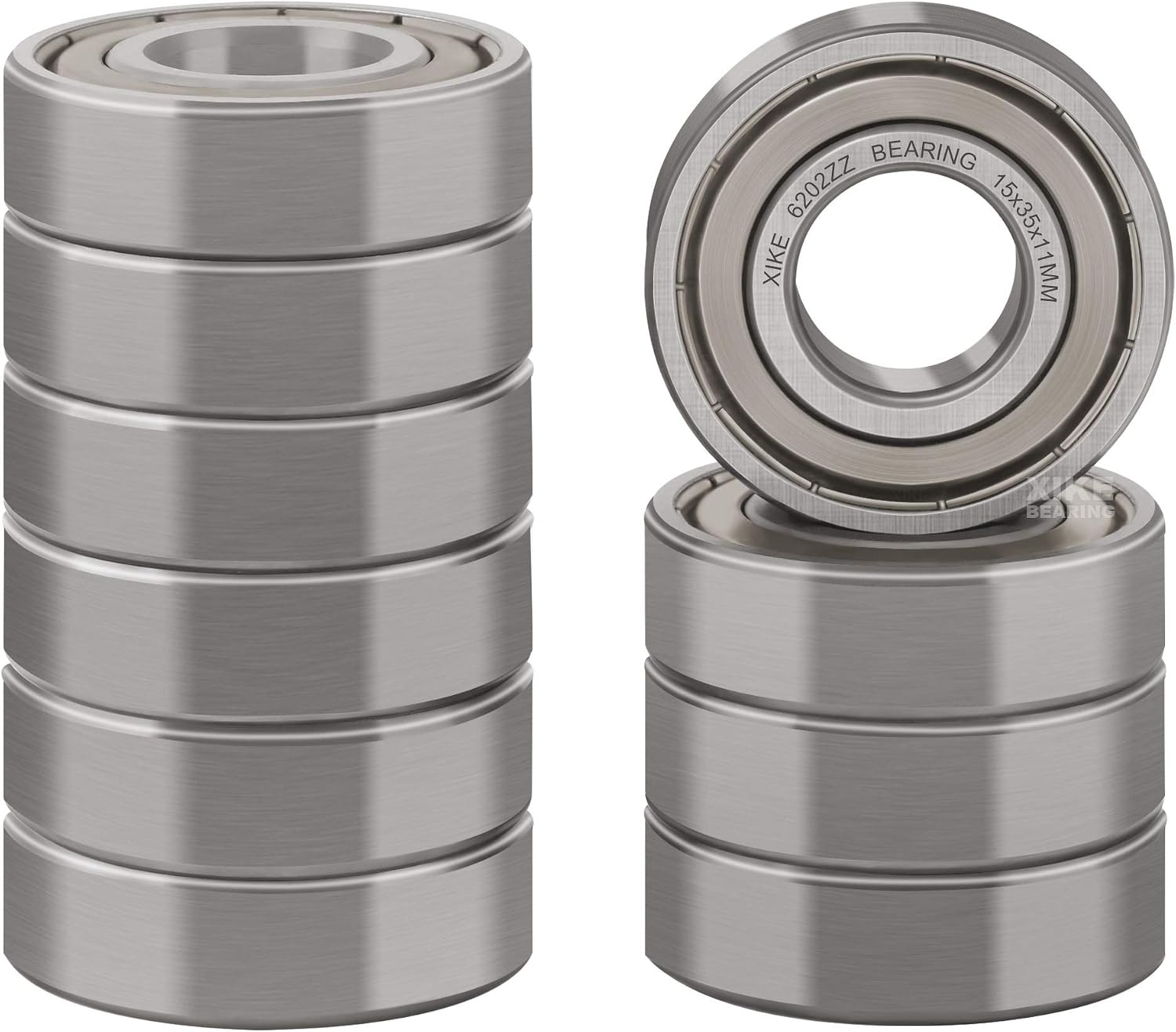 XiKe Cuscinetti 6202ZZ - 10 Pezzi 15x35x11mm Acciaio Cromato
