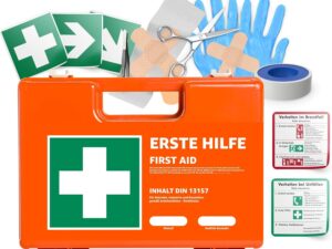 Kit pronto soccorso DIN 13157 - 5 scatole + supporto parete