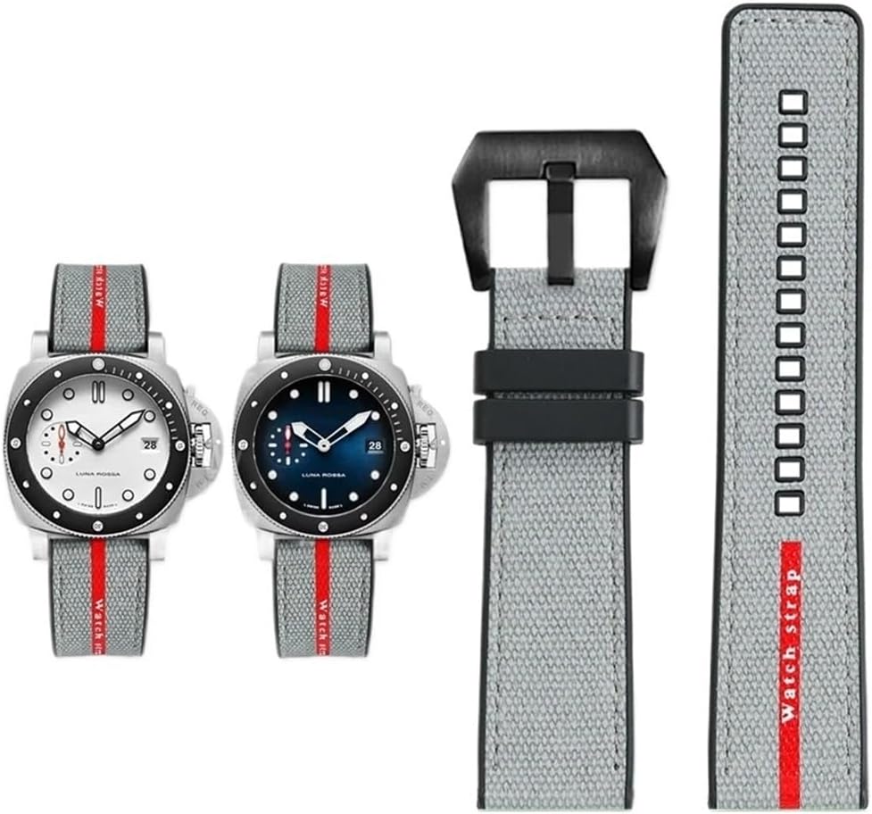 Cinturino silicone nero-grigio da uomo 22 mm per Panerai