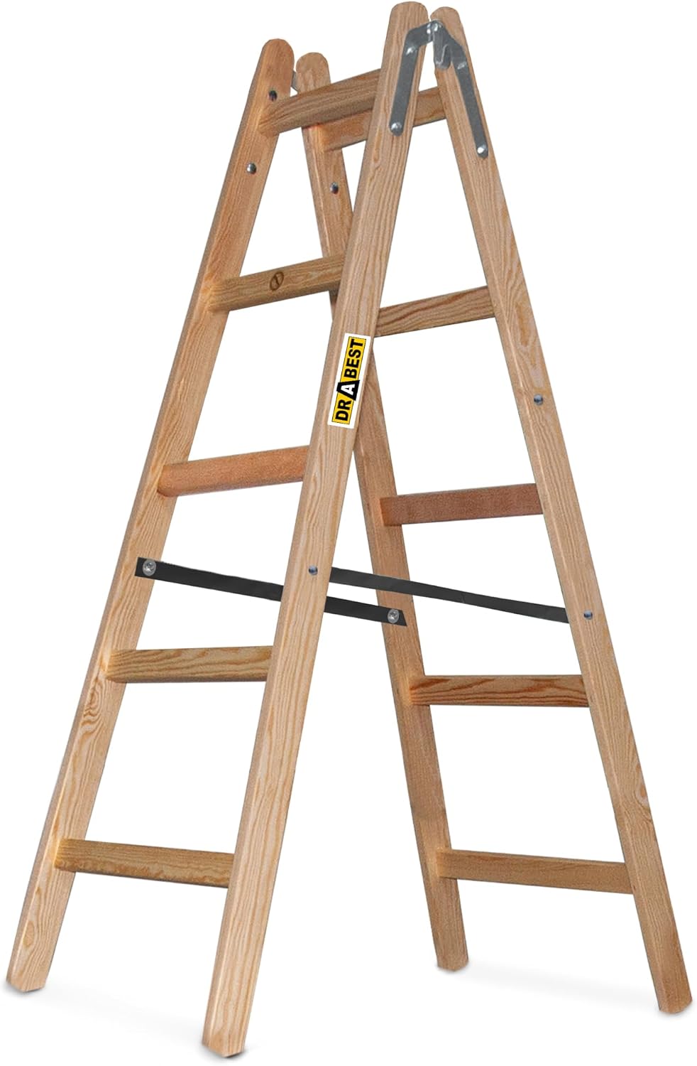 Scaletta pieghevole in legno DRABEST 2x5 pioli - 1,53 m