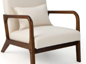 Poltrona FANTASK moderna in legno beige, comoda e imbottita