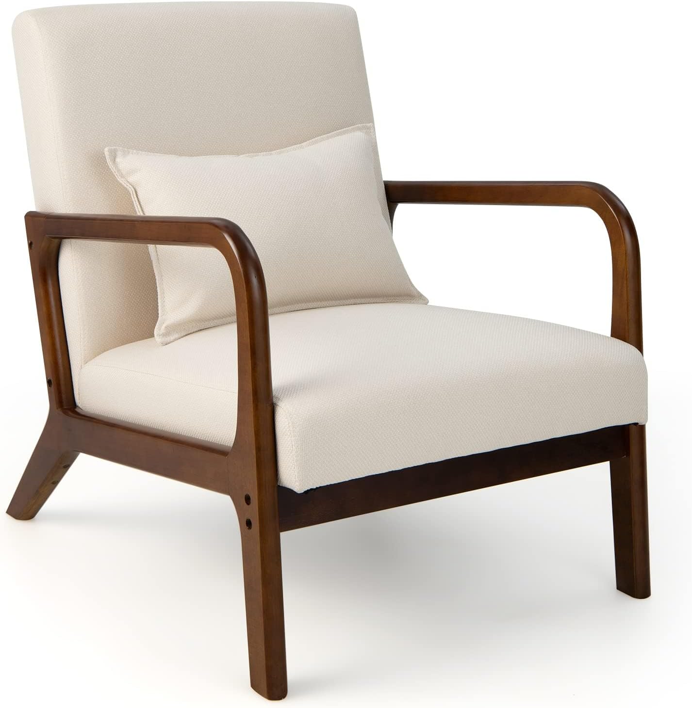 Poltrona FANTASK moderna in legno beige, comoda e imbottita