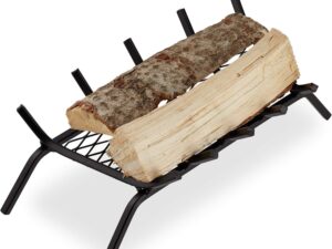 Brucialegna Camino Relaxdays, Acciaio, 16x58x28 cm, Nero