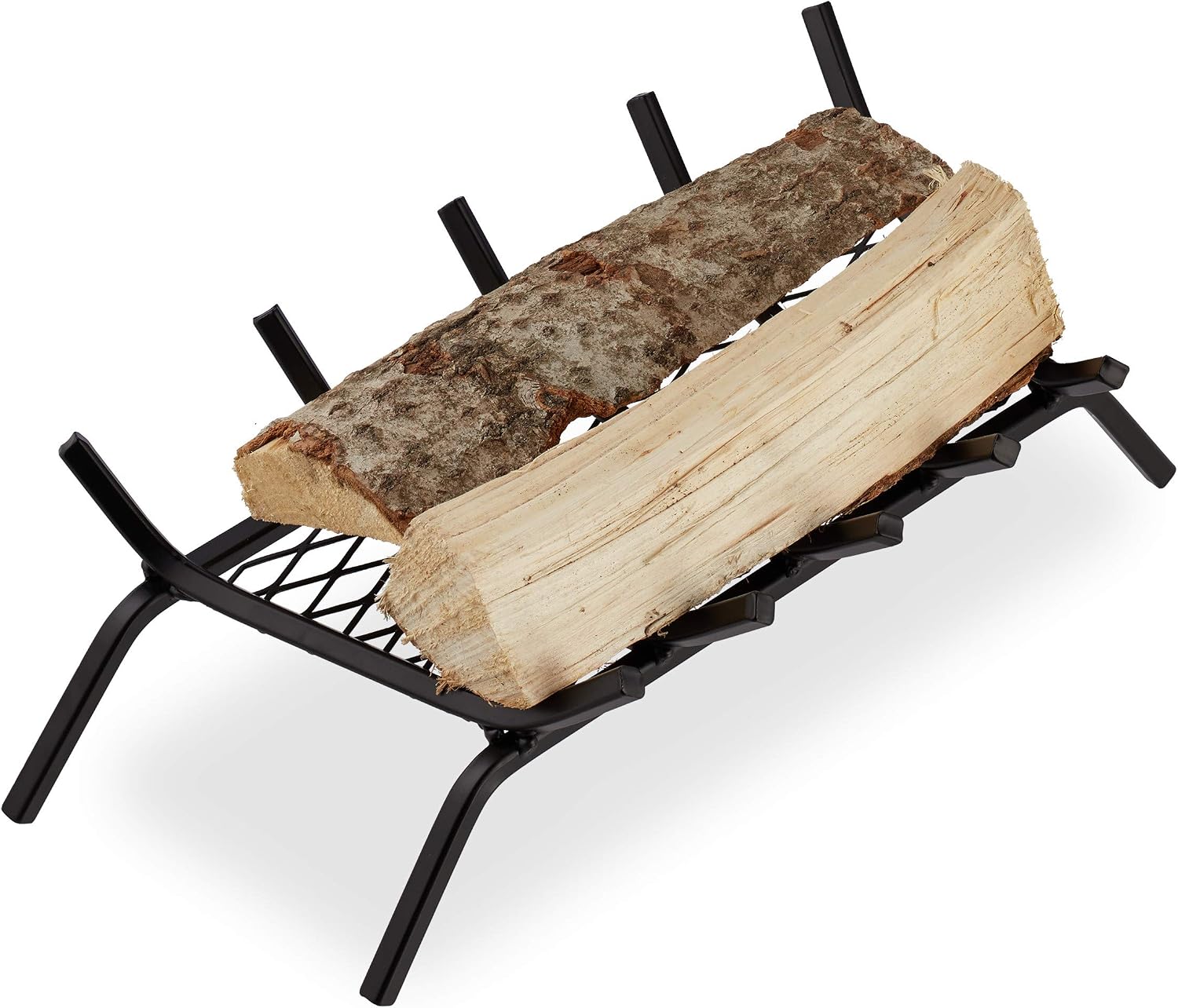 Brucialegna Camino Relaxdays, Acciaio, 16x58x28 cm, Nero