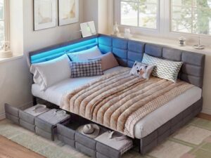 Letto Contenitore 140x200 DADEA con USB LED e Cassetti