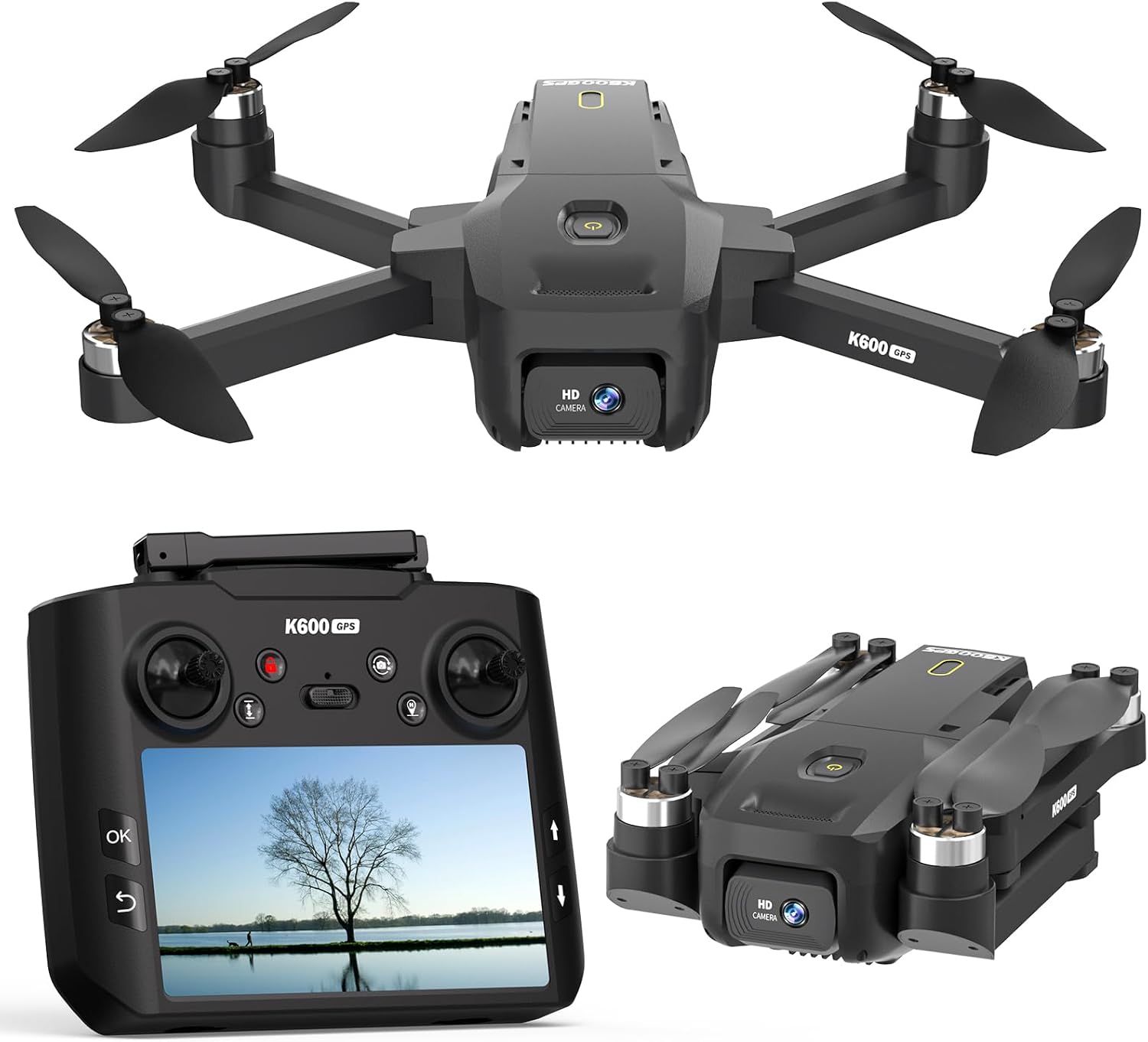 Drone GPS K600GPS con fotocamera 1080P, schermo HD 4,5"