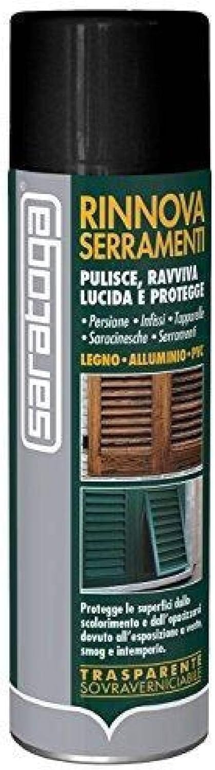 Saratoga Rinnova Serramenti Spray, 500 ml - Pulisce e protegge