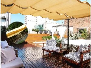 Telo ombreggiante a onda retrattile per pergole e giardini