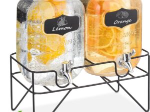 Relaxdays Dispenser Vetro 4L x2 con Rubinetto