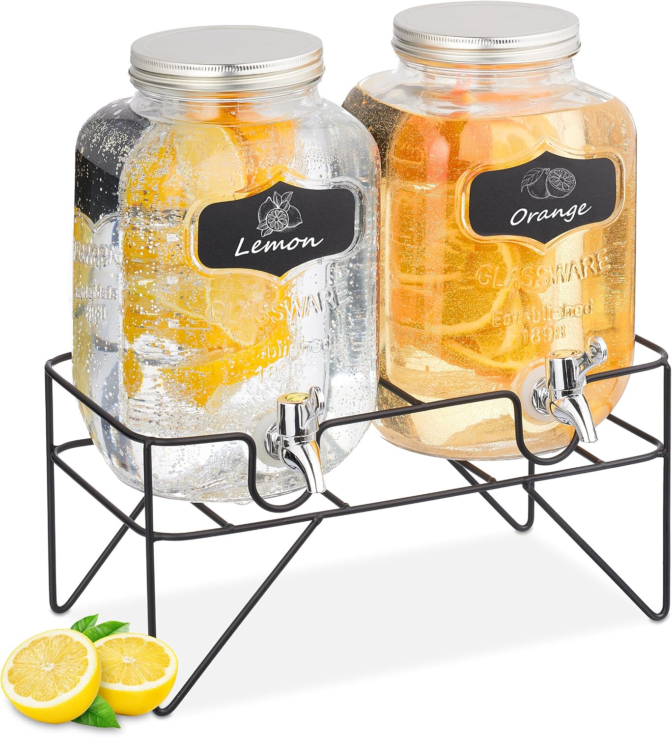 Relaxdays Dispenser Vetro 4L x2 con Rubinetto