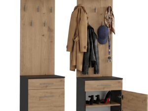 CDF Appendiabiti Ingresso con Panca e Scarpiera Antracite/Rovere