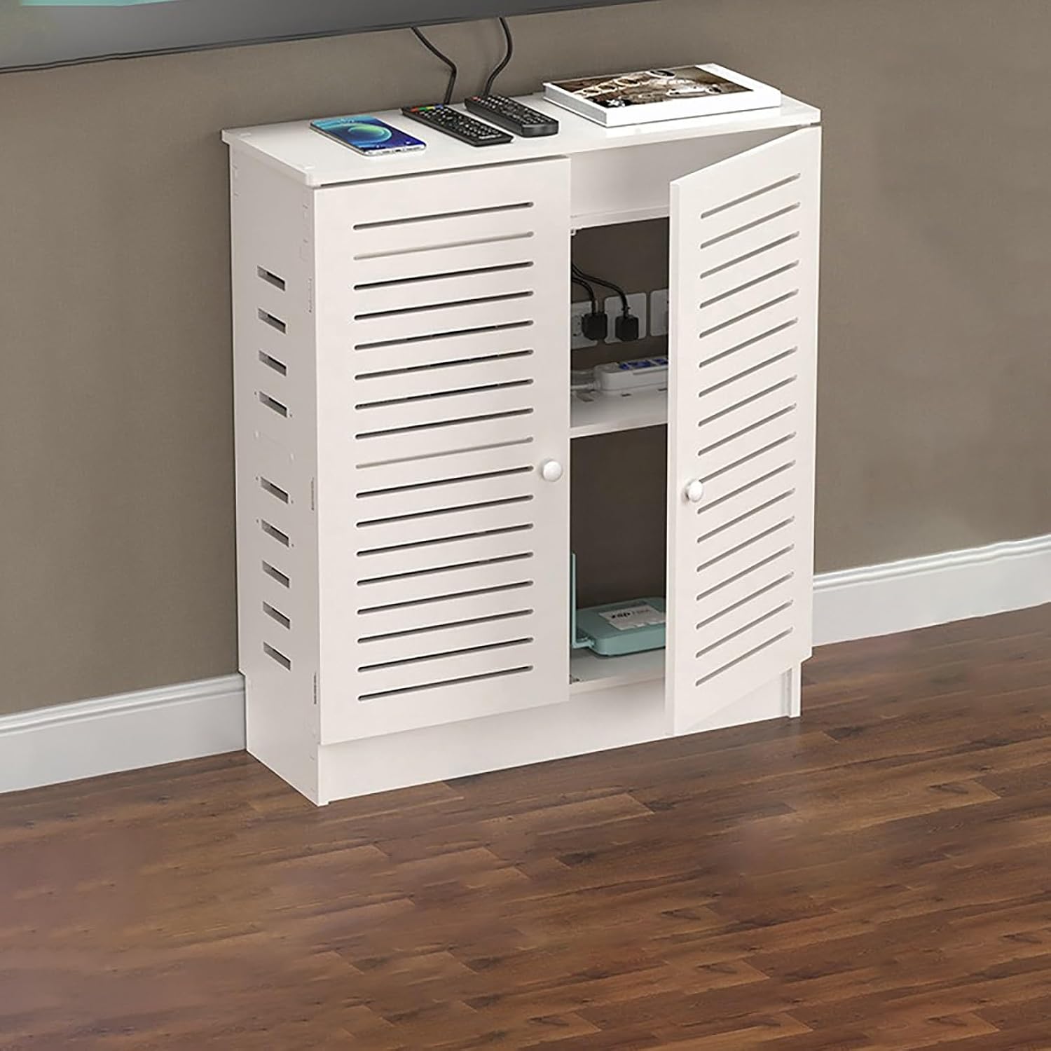 Armadio Porta Router Wifi in Legno 50x80x20cm Bianco